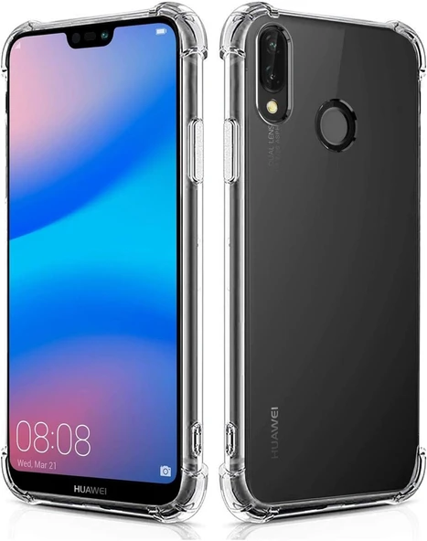 Huawei P20 Lite Uyumlu Darbe Önleyici Sararmaya Dayanıklı Airbag Korumalı Ultra Slim TPU Şeffaf Silikon Kılıf - 2