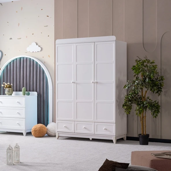 BERLİN MDF BEBEK ODASI TAKIMI - BEYAZ - 2