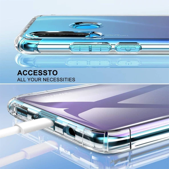 Huawei P20 Lite Uyumlu Darbe Önleyici Sararmaya Dayanıklı Airbag Korumalı Ultra Slim TPU Şeffaf Silikon Kılıf - 4