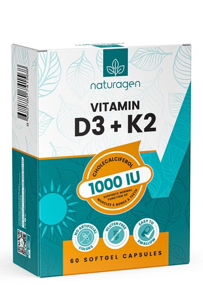 Naturagen Vitamin D3 + K2 1000 IU 60 Kapsül - 4