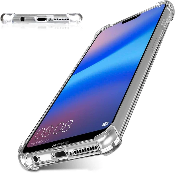 Huawei P20 Lite Uyumlu Darbe Önleyici Sararmaya Dayanıklı Airbag Korumalı Ultra Slim TPU Şeffaf Silikon Kılıf - 6