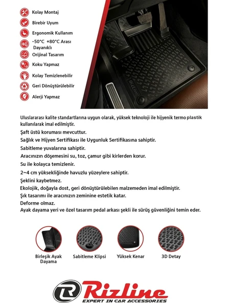 Rizline Ford Mondeo 2001-2007 Paspas Siyah 3D Havuzlu Tam Uyumlu - 4