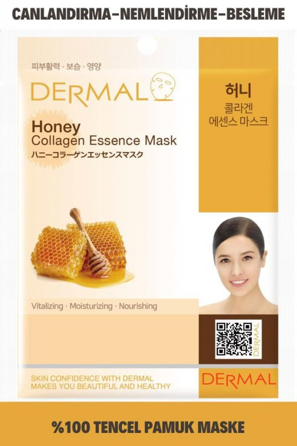 DERMAL Canlandırıcı, Nemlendirici ve Besleyici Bal Özlü Kollajen Maske 23 Gr