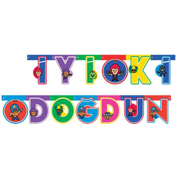 Brawl Stars Temalı  Uzar Duvar Yazısı İyiki Doğdun 360 CM