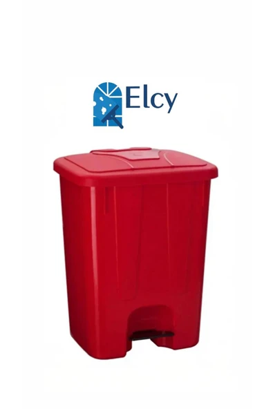 ELCY Pedallı Plastik 65 LT Kırmızı Çöp Kovası