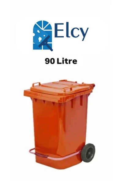 ELCY 90 Litre Tıbbi Atık Plastik Pedallı Çöp Konteyneri Turuncu Isıya Karşı Dayanıklı A Kalite