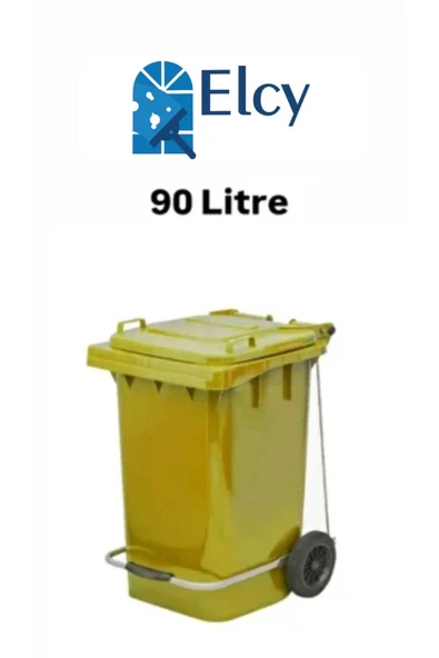 ELCY 90 Litre Tıbbi Atık Plastik Pedallı Çöp Konteyneri Sarı Isıya Karşı Dayanıklı A Kalite