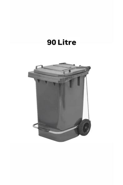 ELCY 90 Litre Tıbbi Atık Plastik Pedallı Çöp Konteyneri Gri Isıya Karşı Dayanıklı A Kalite - 2