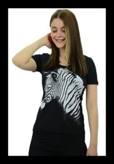 Zebra Baskılı Siyah T-Shirt