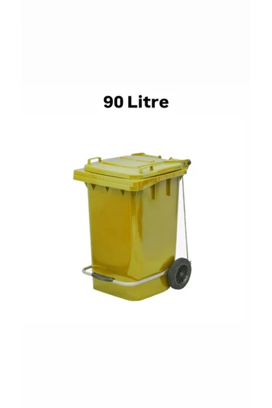 ELCY 90 Litre Tıbbi Atık Plastik Pedallı Çöp Konteyneri Sarı Isıya Karşı Dayanıklı A Kalite - 2