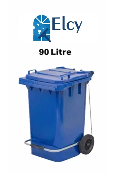 ELCY 90 Litre Tıbbi Atık Plastik Pedallı Çöp Konteyneri Mavi Isıya Karşı Dayanıklı A Kalite
