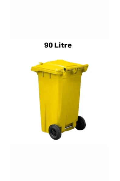 ELCY Tıbbi Atık Plastik Çöp Konteyneri Sarı 90LT Plastik Konteyner Isıya Karşı Dayanıklı A Kalite - 2