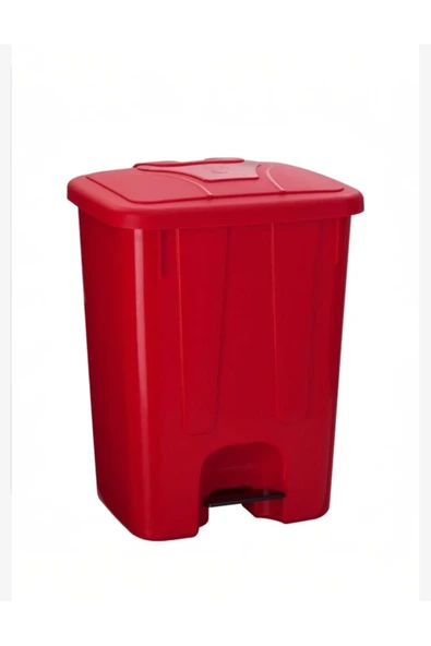 ELCY Pedallı Plastik 65 LT Kırmızı Çöp Kovası - 2