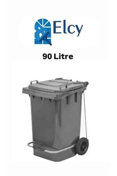 ELCY 90 Litre Tıbbi Atık Plastik Pedallı Çöp Konteyneri Gri Isıya Karşı Dayanıklı A Kalite