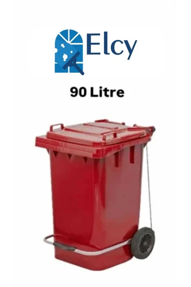 ELCY 90 Litre Tıbbi Atık Plastik Pedallı Çöp Konteyneri Kırmızı Isıya Karşı Dayanıklı A Kalite