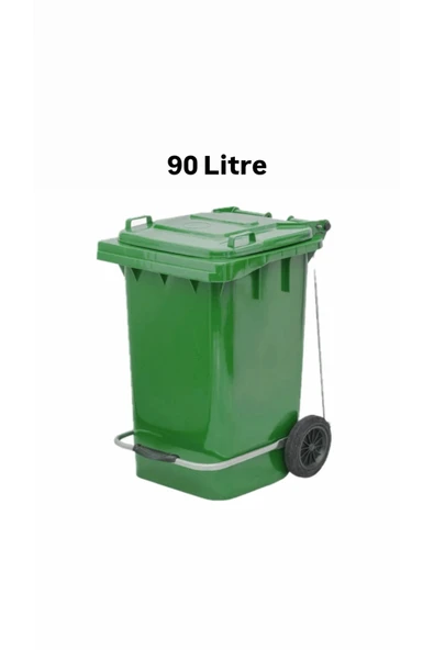 ELCY 90 Litre Tıbbi Atık Plastik Pedallı Çöp Konteyneri Yeşil Isıya Karşı Dayanıklı A Kalite - 2
