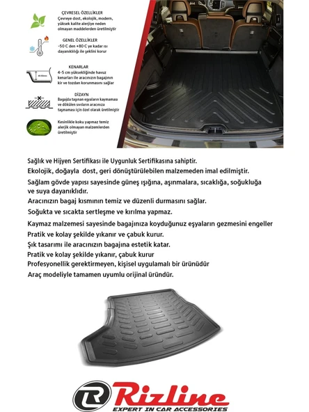 Rizline Ford Tourneo Courier 2025 Model 3D Havuzlu Paspas ve Bagaj Havuzu Set - Resim 3