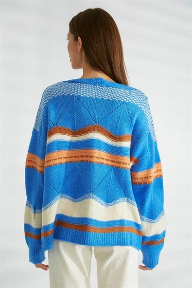 Düğmeli Kadın Somon Triko Hırka 93707-2K3 - Resim 4