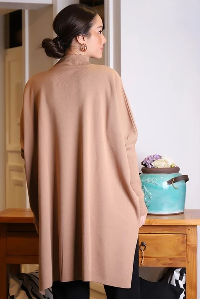 YARIM BALIKÇI YIRTMAÇLI CAMEL KADIN TRİKO 14730-2K3 - 5