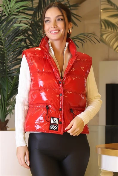 ŞİŞME KISA KIRMIZI KADIN YELEK ANNA-2K3 - 5
