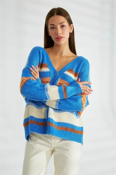 Düğmeli Kadın Somon Triko Hırka 93707-2K3 ürün görseli