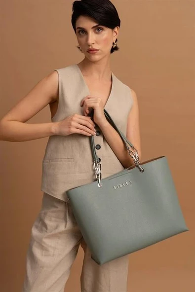 ZİNCİR DETAYLI YEŞİL  KADIN KOL ÇANTASI 019-2Y4 - Resim 4