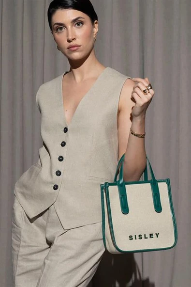 KADIN YEŞİL EL ÇANTASI 125-2Y4 - Resim 2