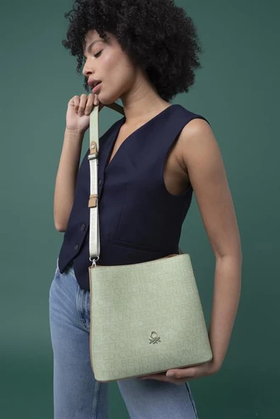 BENETTON YEŞİL CAMEL KADIN ÇAPRAZ ÇANTA 1298-2Y4 - Resim 2