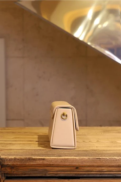 TOKALI UZUN ASKILI BEJ KADIN ÇANTA 26711-2Y4 - Resim 2