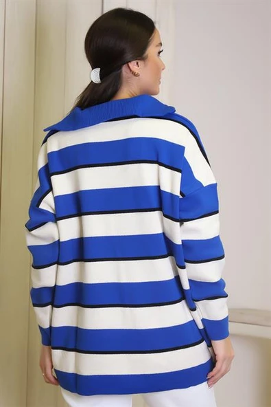 GENİŞ YAKA SAKS KADIN TRİKO KAZAK 5210-2K4 - Resim 5