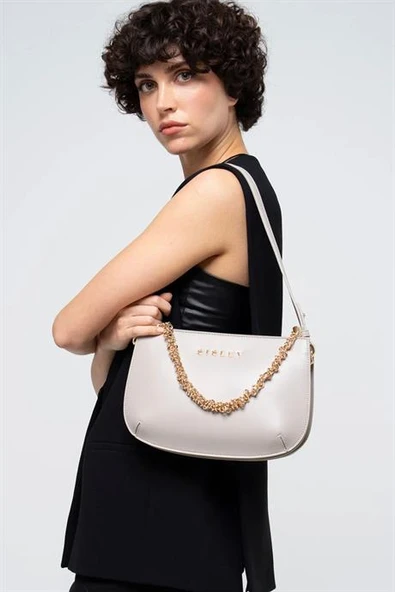 ZİNCİR DETAYLI GRİ KADIN KOL ÇANTASI 011-2Y4 - Resim 7