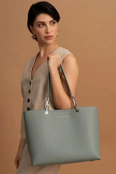 ZİNCİR DETAYLI YEŞİL  KADIN KOL ÇANTASI 019-2Y4 - Resim 2