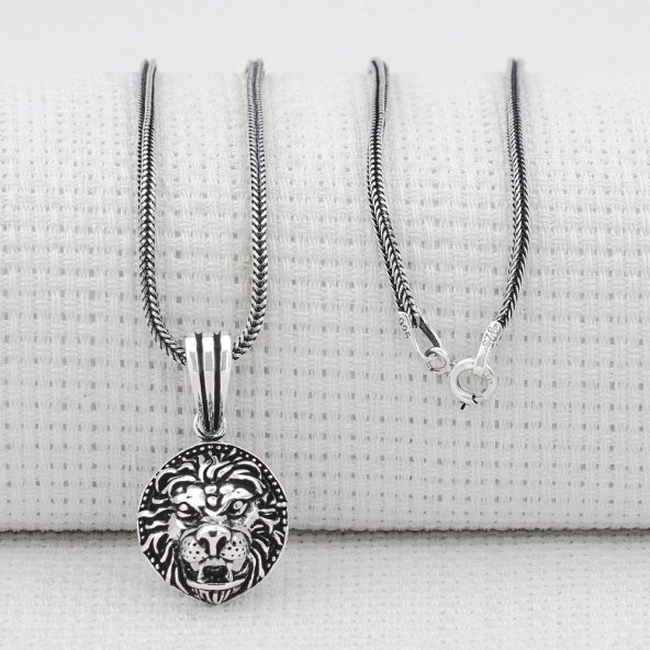 Aslan Figürlü 925 Ayar Gümüş Kolye - Resim 2