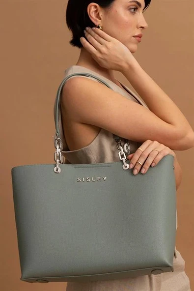 ZİNCİR DETAYLI YEŞİL  KADIN KOL ÇANTASI 019-2Y4 ürün görseli