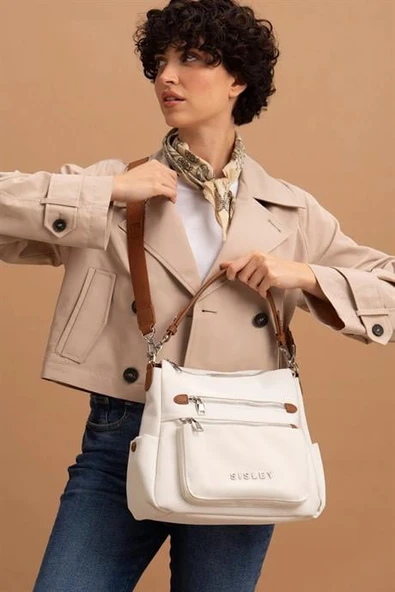 FERMUARLI BEJ KADIN ÇAPRAZ ÇANTA 029-2Y4 ürün görseli