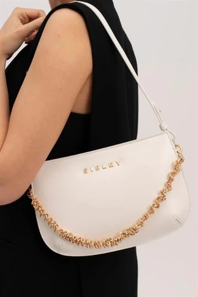 ZİNCİR DETAYLI BEYAZ KADIN KOL ÇANTASI 011-2Y4 ürün görseli