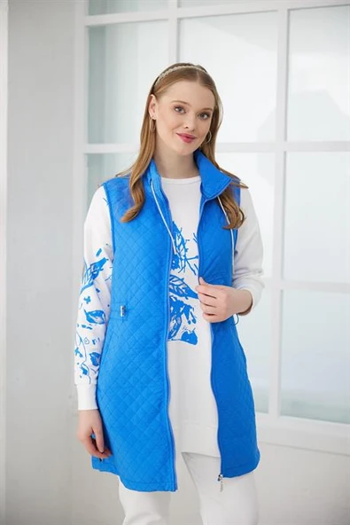 GÜMÜŞ VARAK BASKILI İNDİGO KADIN  SWEATSHIRT MB21.268-2Y4 - 7