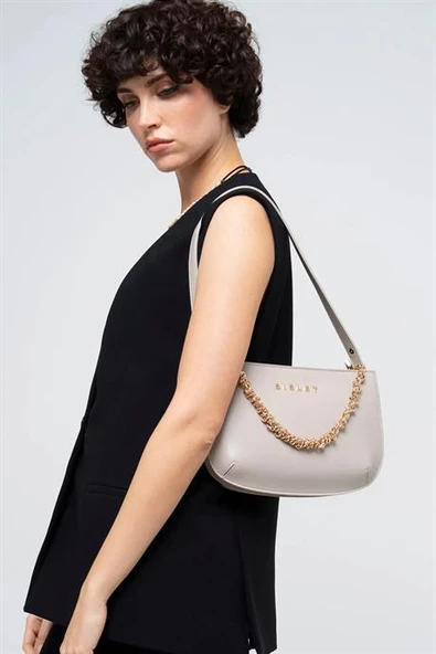 ZİNCİR DETAYLI GRİ KADIN KOL ÇANTASI 011-2Y4 - Resim 6