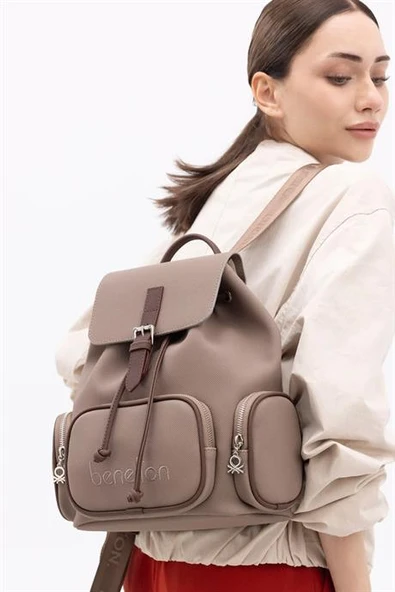BENETTON VİZON KAHVE KADIN SIRT ÇANTASI 1409-2K5 - Resim 2