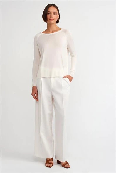 Bisiklet Yaka Basic Ekru Kadın Triko Kazak 10536-2K5 - Resim 2
