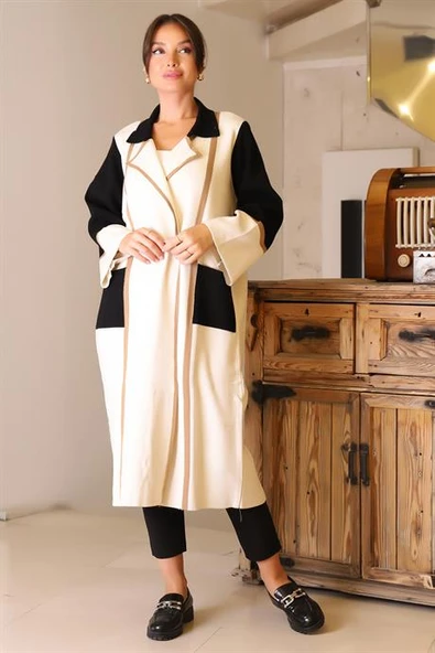 GÖMLEK YAKA CEP DETAYLI TAŞ KADIN HİRKA  5230-2K5 - Resim 3