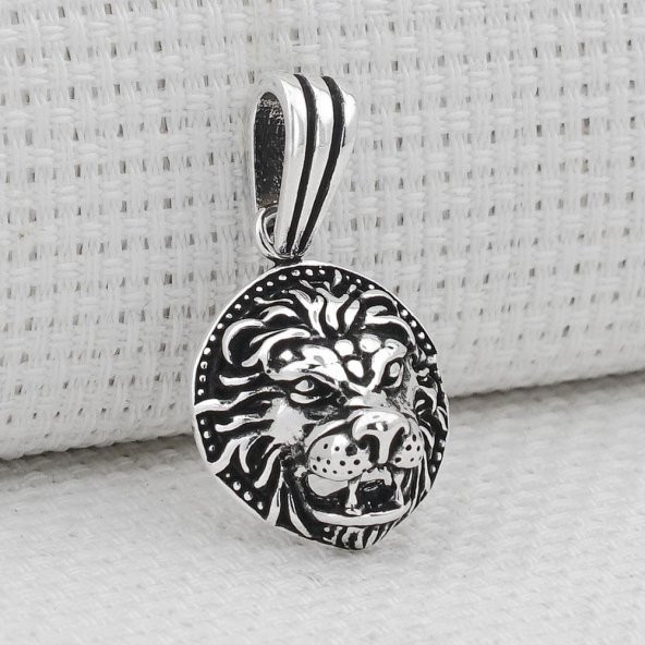 Aslan Figürlü 925 Ayar Gümüş Kolye Ucu ürün görseli 1