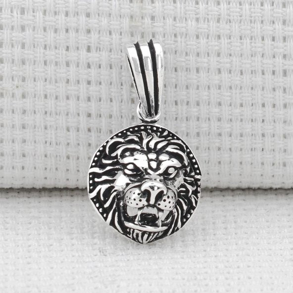 Aslan Figürlü 925 Ayar Gümüş Kolye Ucu - Resim 2