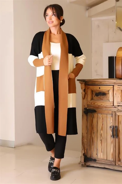 ŞAL YAKA UZUN KOLLU TOPRAK KADIN HIRKA  6172-2K5 ürün görseli