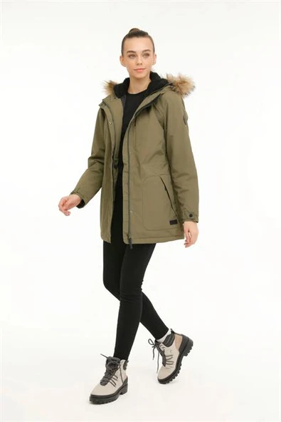 LUMBERJACK KAPÜŞONLU HAKİ KADIN MONT  WL-JANE-2K4 - 6