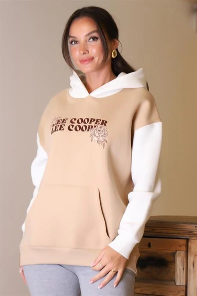 LEE COOPER KAPÜŞONLU BEJ KADIN SWEATSHİRT  241011-2K4 - 3