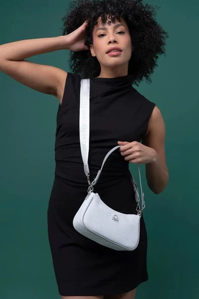 BENETTON BEYAZ A.GRİ KADIN ÇAPRAZ ÇANTA 1291-2Y5 - 2