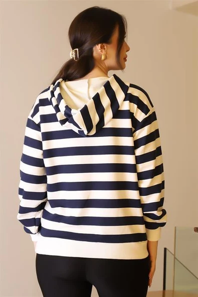 KAPÜŞONLU KIZ BASKILI LACİ KADIN SWEATSHİRT 29374-2K5 - 5