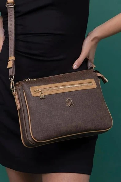 BENETTON KAHVE CAMEL KADIN ÇAPRAZ ÇANTA 1276-2Y5 - Resim 2