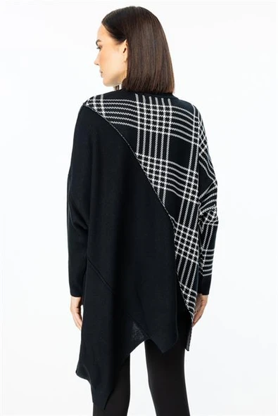ÖNÜ PARÇALI DESENLİ SİYAH KADIN TUNİK 45390-2K5 - 4